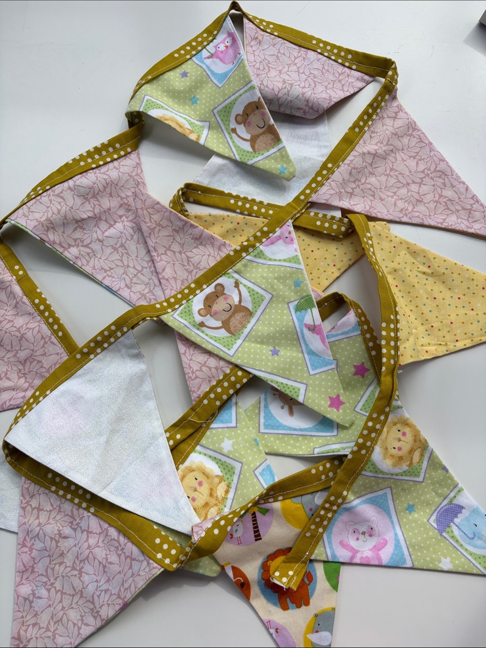 Kids' Decorative Fabric Bunting - Yellow, Pink, Green Animal Print 8ft long